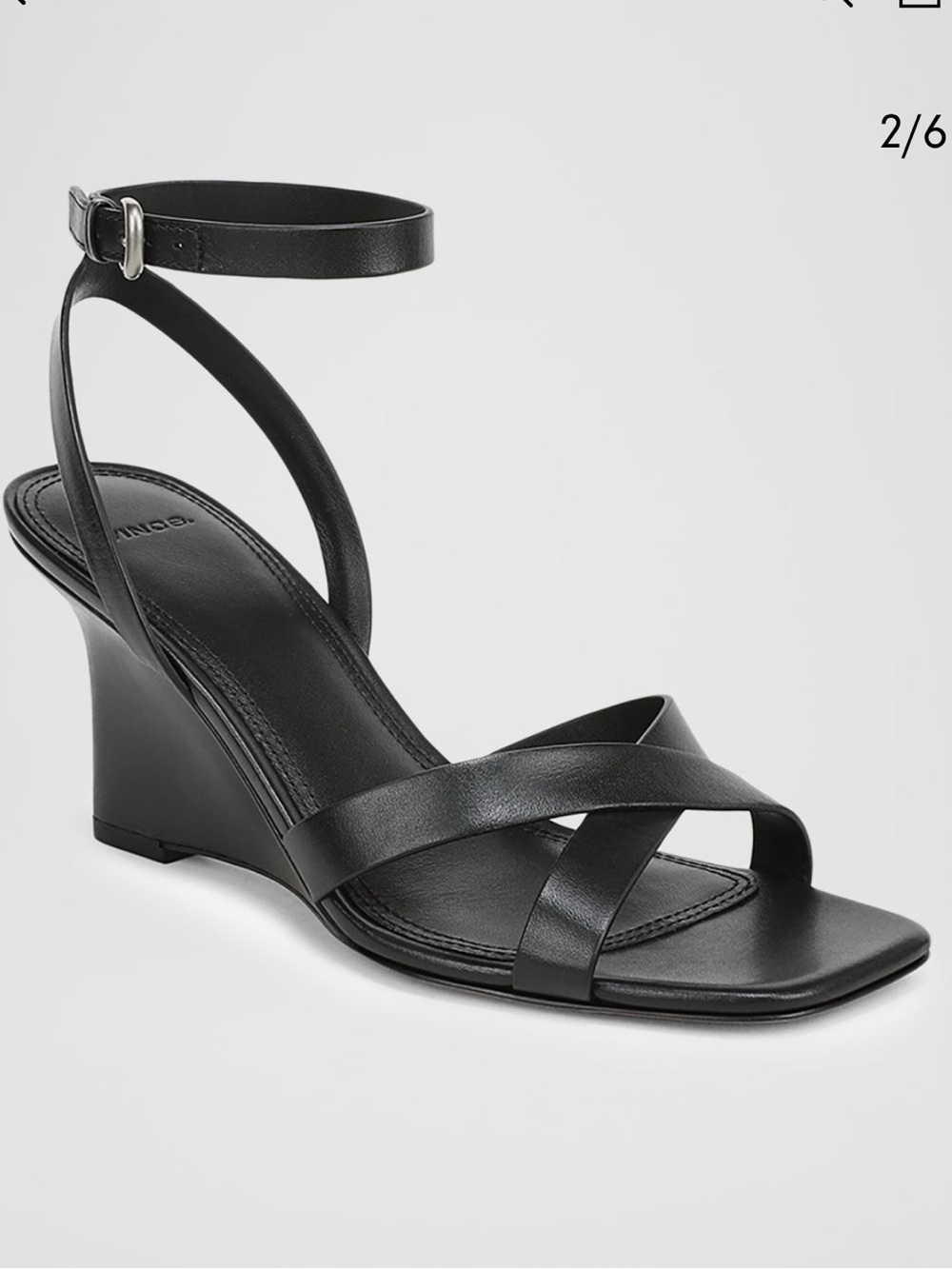 New Vince 75mm Parma Leather Wedge Sandals Black 7.5 $335